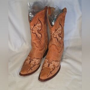 Circle G Suede Leather Butterfly Embroidered Western Cowboy Boots Women’s Size 9